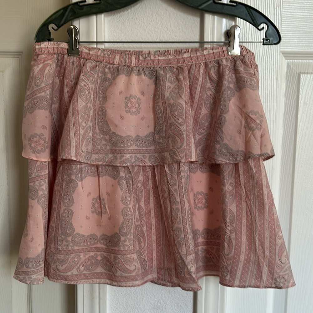 Pink Paisley Mini  Tiered Skirt